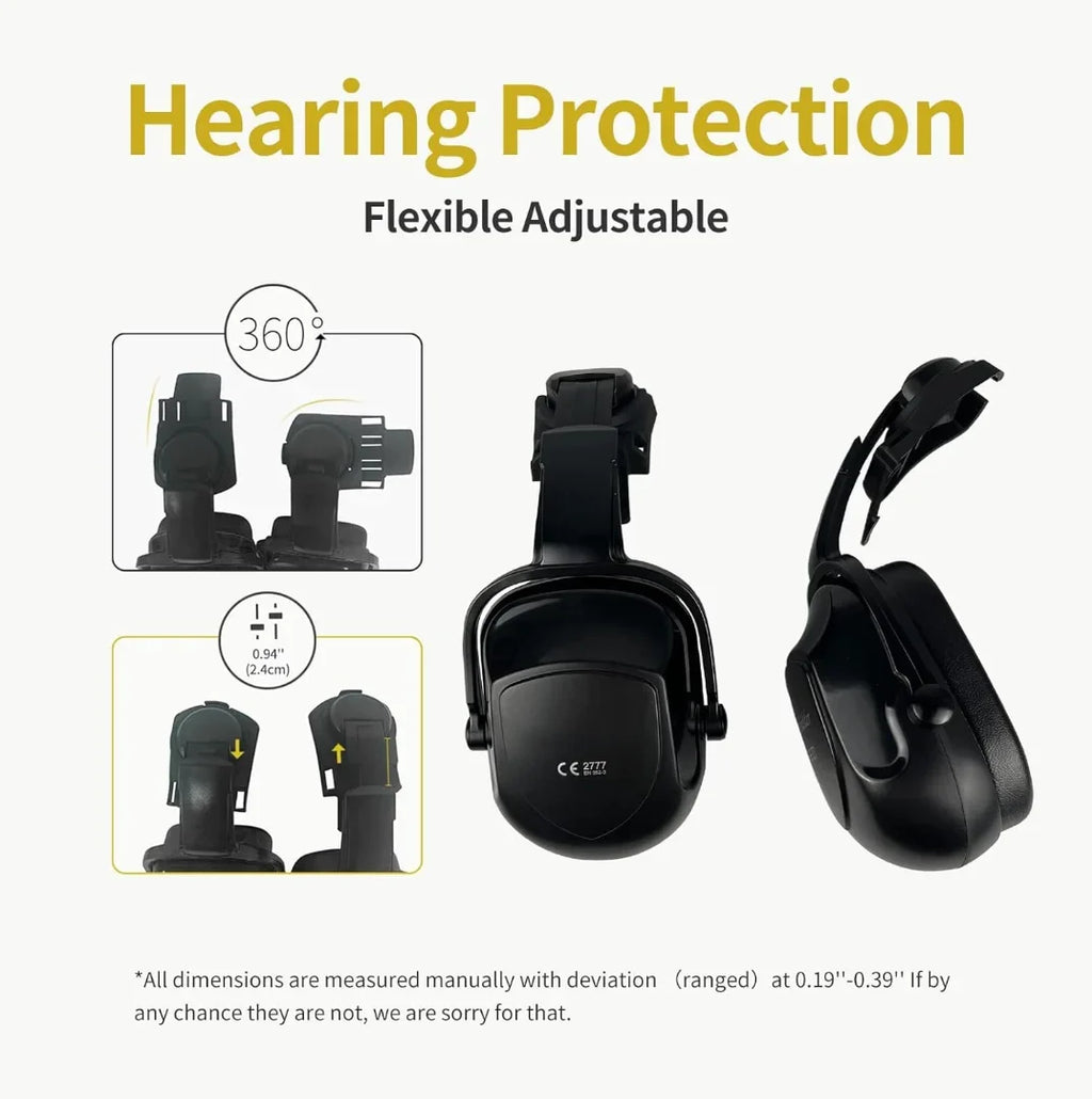 Construction with OSHA Ear Visor Z89.1(Black) Work ANSI/ISEA Certified with Visor Muffs Hard Vented Helmet Head Hat Industrial Approved Safety Hardhats Protection