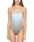 OMBRE 12 US SPLASH Cutout Bandeau DKNY One-Piece MOSS Swimsuit,