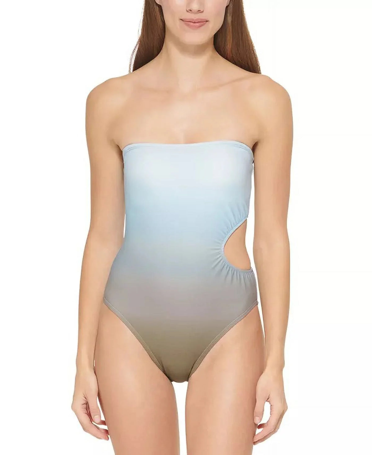 OMBRE 12 US SPLASH Cutout Bandeau DKNY One-Piece MOSS Swimsuit,
