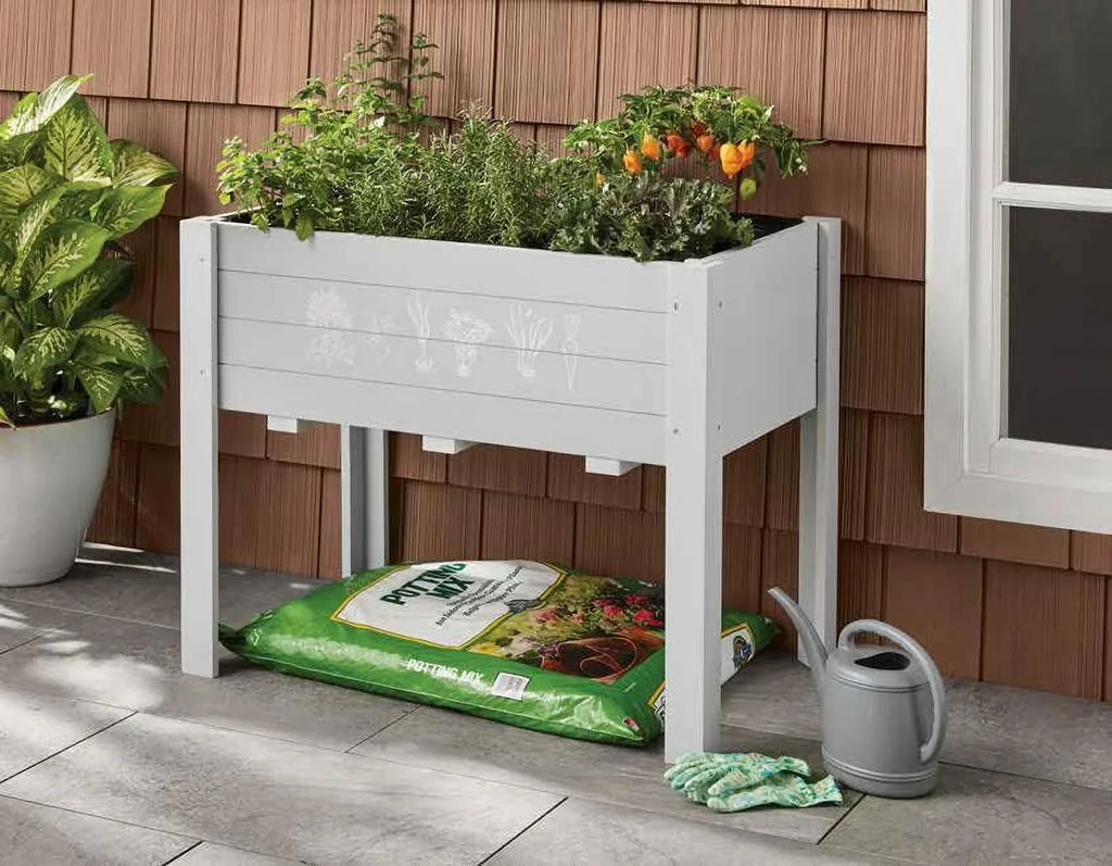 Raised for Garden Elevated Raised Light Box Yard, Bed, Inch Lawn Bed Planter x 30 Grey x 24 Grass for Kids Vegetables Kids Garden exterior Wooden Raised 18