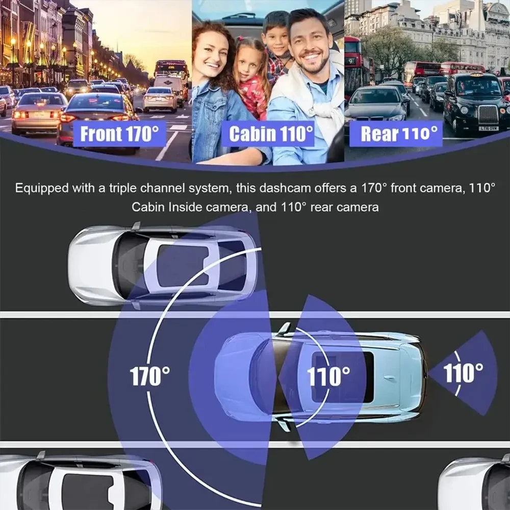 Inside 3-Lens 3-Lens Camera 1080P Rear Dash Pinnaco DVR 2 Cam Rear Screen Nebublu Dash Camera 1080P Inch Dash Camera Dashcam Inch 1080P Support DVR DVR Dash 3-Lens Camera,Inside