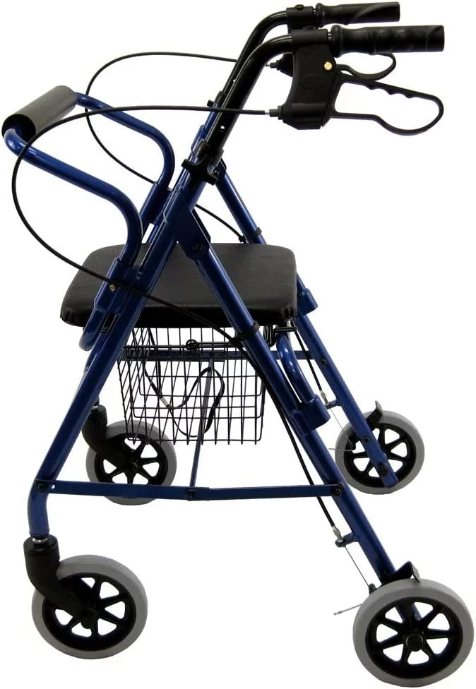 Rollator Junior with Blue, Karman Healthcare Seat, Aluminum R-4100N-BL Low Casters 6"