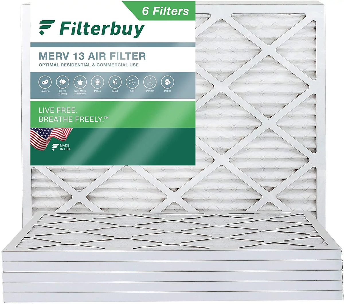 (6-Pack) Pleated Air 13 AC Filters MERV Filterbuy 16x21x1 HVAC Furnace