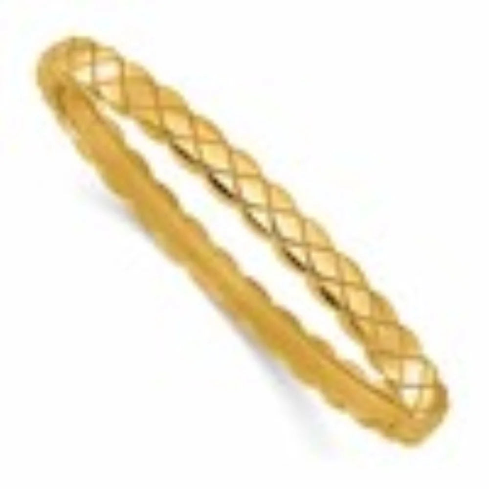 14k Bangle Yellow Gold Auriga and Grooved 6.3mm Men Polished for