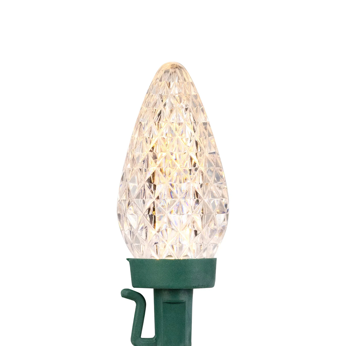 Wire Faceted Lights, Christmas Warm 100ct 66ft White LED Green C9 Northlight
