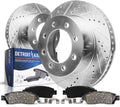 Lugs - 1999 2003 Kit Ceramic Replacement Detroit Brake Duty Super 2004 Drilled 8 2001 Pads Excursion Rear & Rotors 99-04 F-350 Axle Brake 2000 Brakes 2002 for Slotted F-250