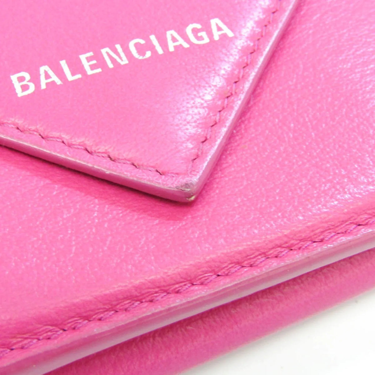 391446 Wallet Women's Wallet Leather Papier Mini (tri-fold) Pre-Owned (Good) Pink Balenciaga