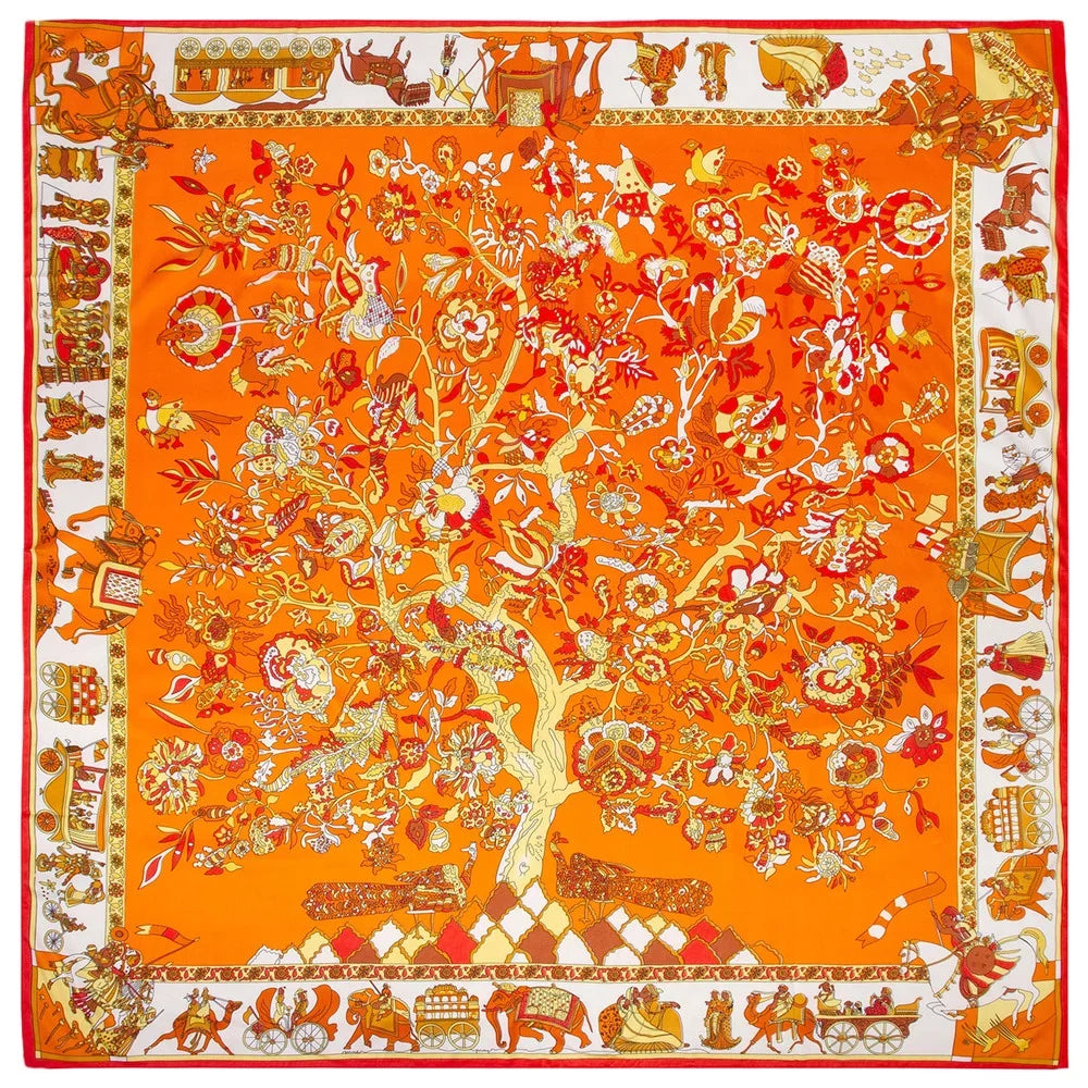 Square Womens Feeling For Orange Scarfs Cotton Polyester Silk Shawl