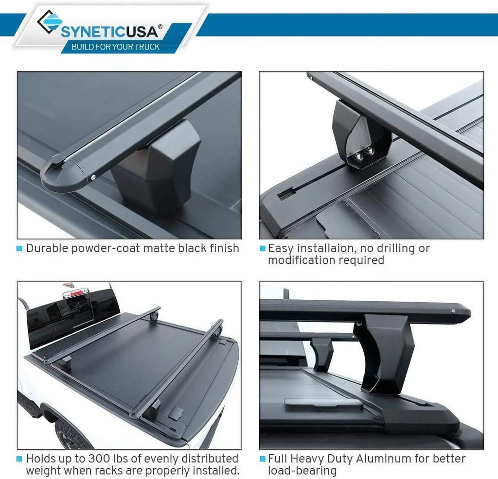 5'7" 1500 Syneticusa Low Bars Fits Waterproof Black Road Cover 2019-2022 Off Tonneau Aluminum Profile with Hard (67.4”) Cross Ram Retractable Matte Bed