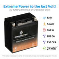 Battery CCA) 12 for Kawasaki (16-BS 2009 Motorcycle Chrome Ah, Nomad 1600cc Battery D Volt,14 230 YTX16-BS