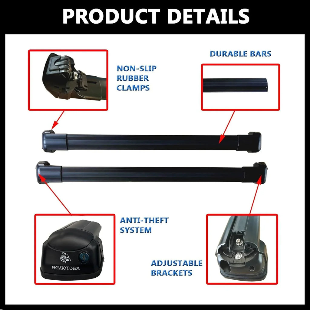 Board, Roof – Raised Cross Wilderness Box Bars Fit Cargo Ski CJ4035 Rack for 2022-2024 ROKIOTOEX Black Subar-u Rails, Bike Luggage, Cobra for Outback Side Rooftop Carrier Crossbars