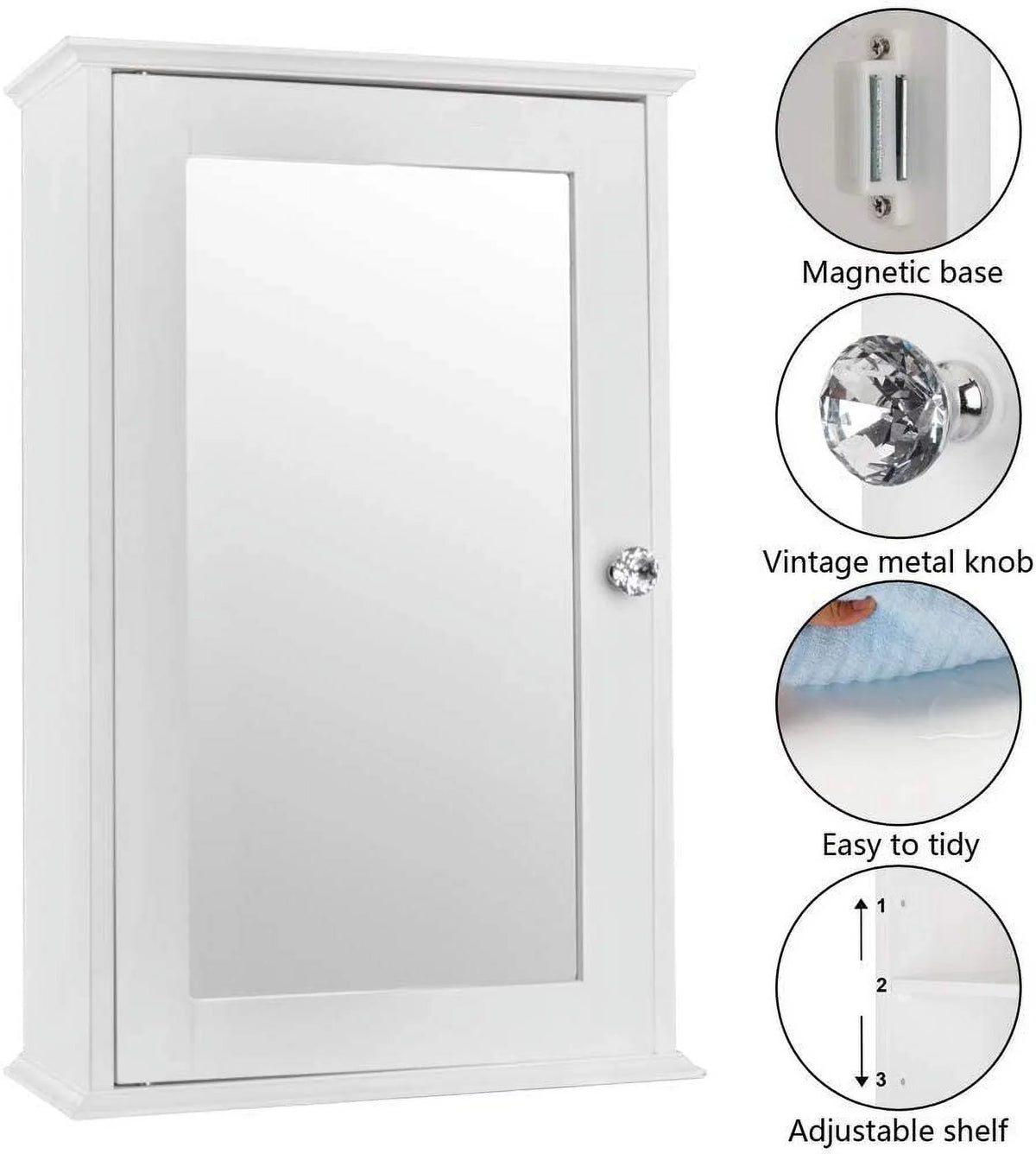 with Shelves BSL Door Cabinet and Storage White Medicine 2 Cabinet Mount Bathroom Wall Mirrored Organizer Adjustable Single