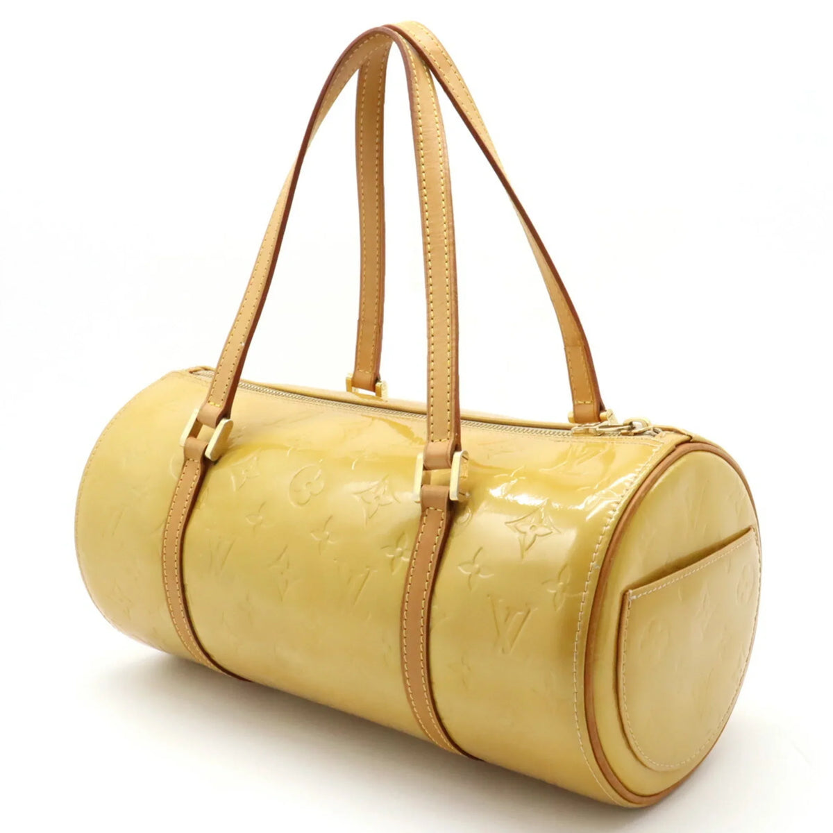 Beige M91006 Vernis (Fair) Pre-Owned Bedford Enamel Monogram Leather Handbag Yellow