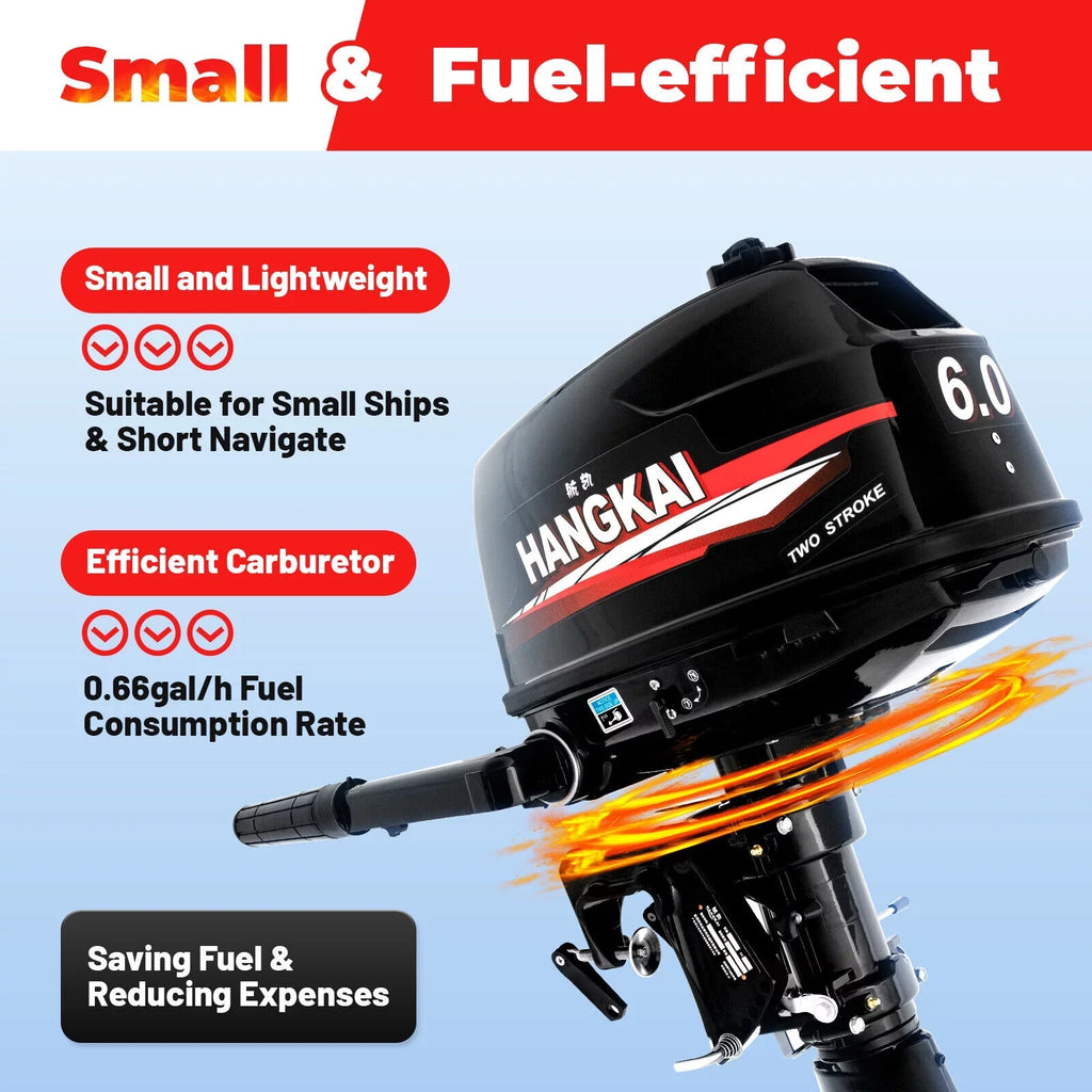 Cooling Hp liquid Motor Engine Outboard 2-Stroke Boat Motor Fishing System Inflatable CNCEST 6