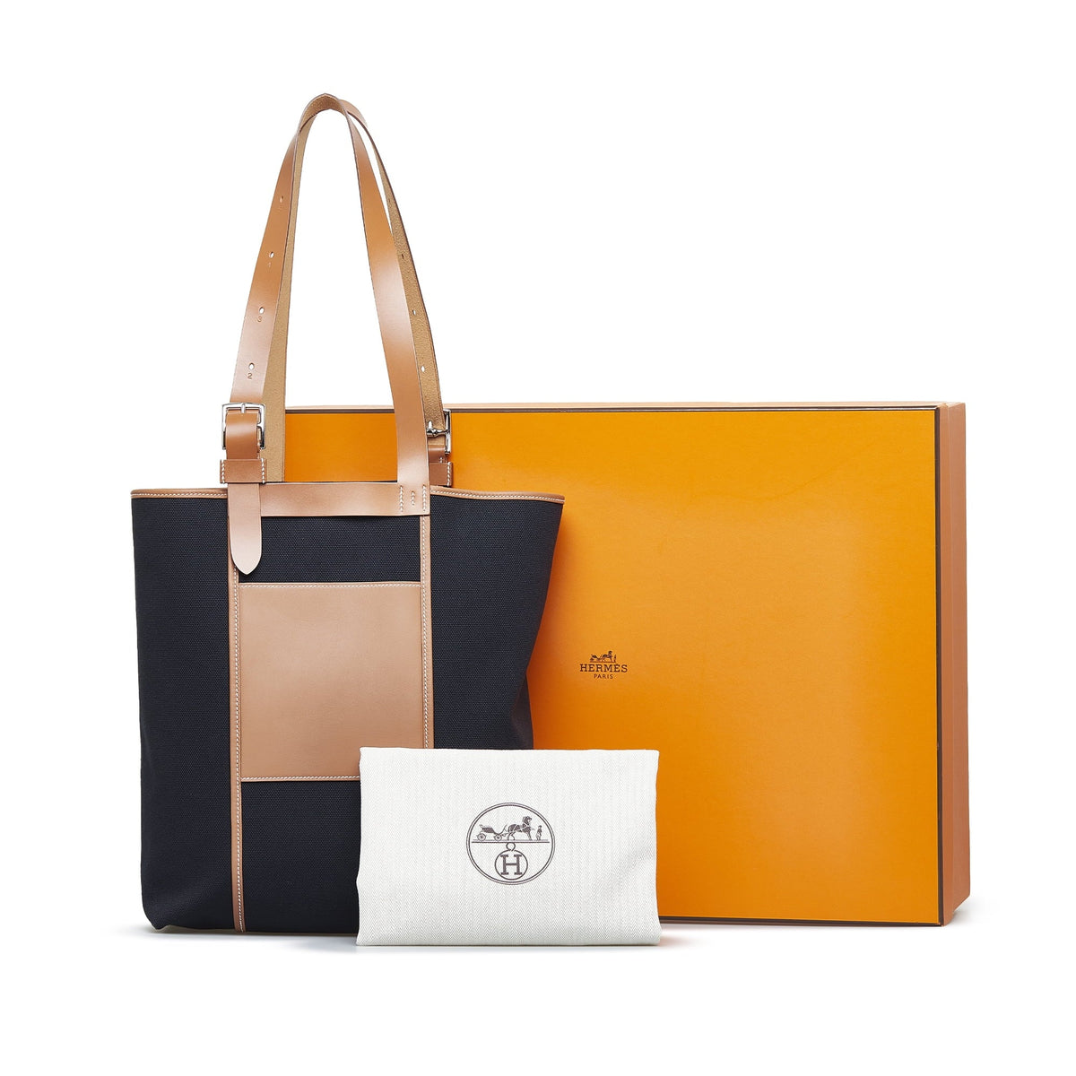 Fabric Canvas Pre-Owned Etriviere Unisex Black Hermès Goeland Pocket (Good) Toile 27 Tote Authenticated Bag