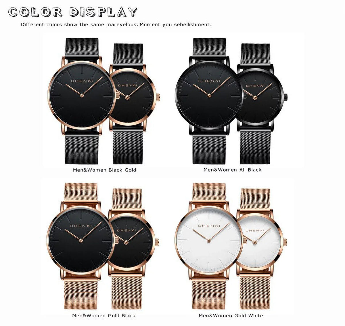 Watch Men Elegant Brand thin Luxury Waterproof Fashion Watch Lover Top Ultra Watches Quartz outfit Rose CHENXI gold Woman Ladies