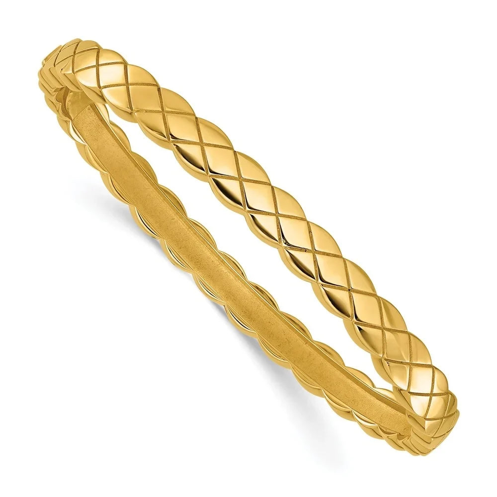 14k Bangle Yellow Gold Auriga and Grooved 6.3mm Men Polished for