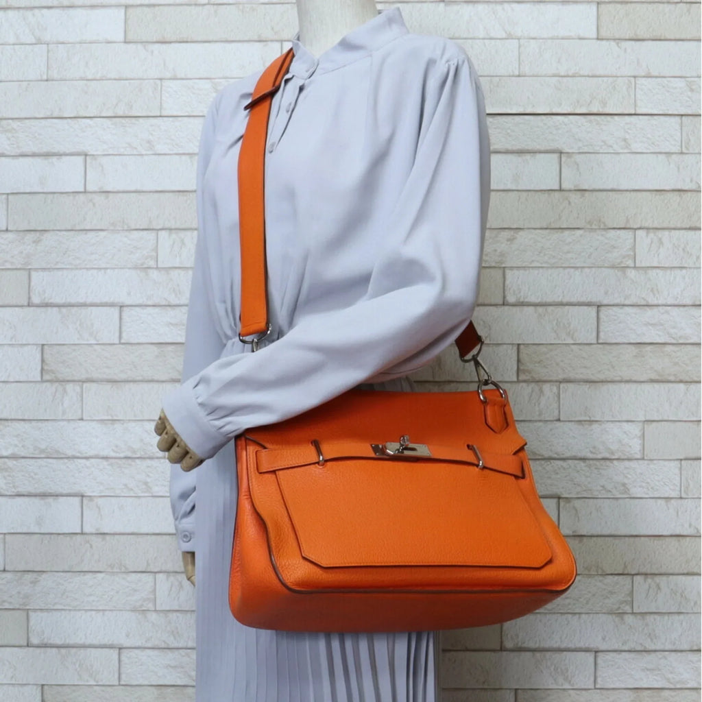 Hermes BRB10010000013133 Bag (Good) Pre-Owned HERMES Women's Shoulder Orange Clemence 34 Taurillon Gypsière