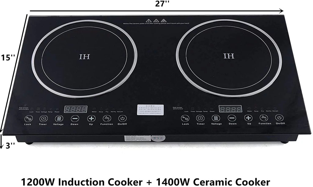 Touch Dual Cooker+1400W Portable Cooker Stove Countertop 1200W ANQIDI Cooktop Digital Sensor Burner Ceramic