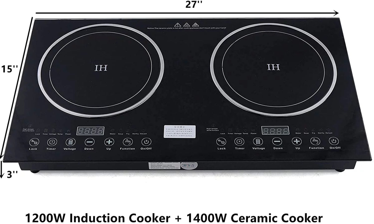 Touch Dual Cooker+1400W Portable Cooker Stove Countertop 1200W ANQIDI Cooktop Digital Sensor Burner Ceramic