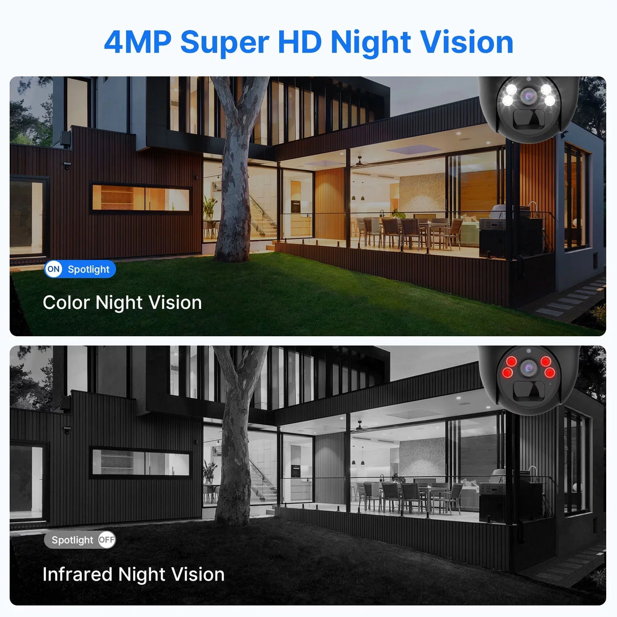 Solar Rechargeable Detection Card Battery Security Night View AI Vision,Spotlights,SD Slot,Smart Hiseeu Audio,Color Pan/Tilt,8X Wireless 2K/3MP zoom,2-Way Camera,360 digital