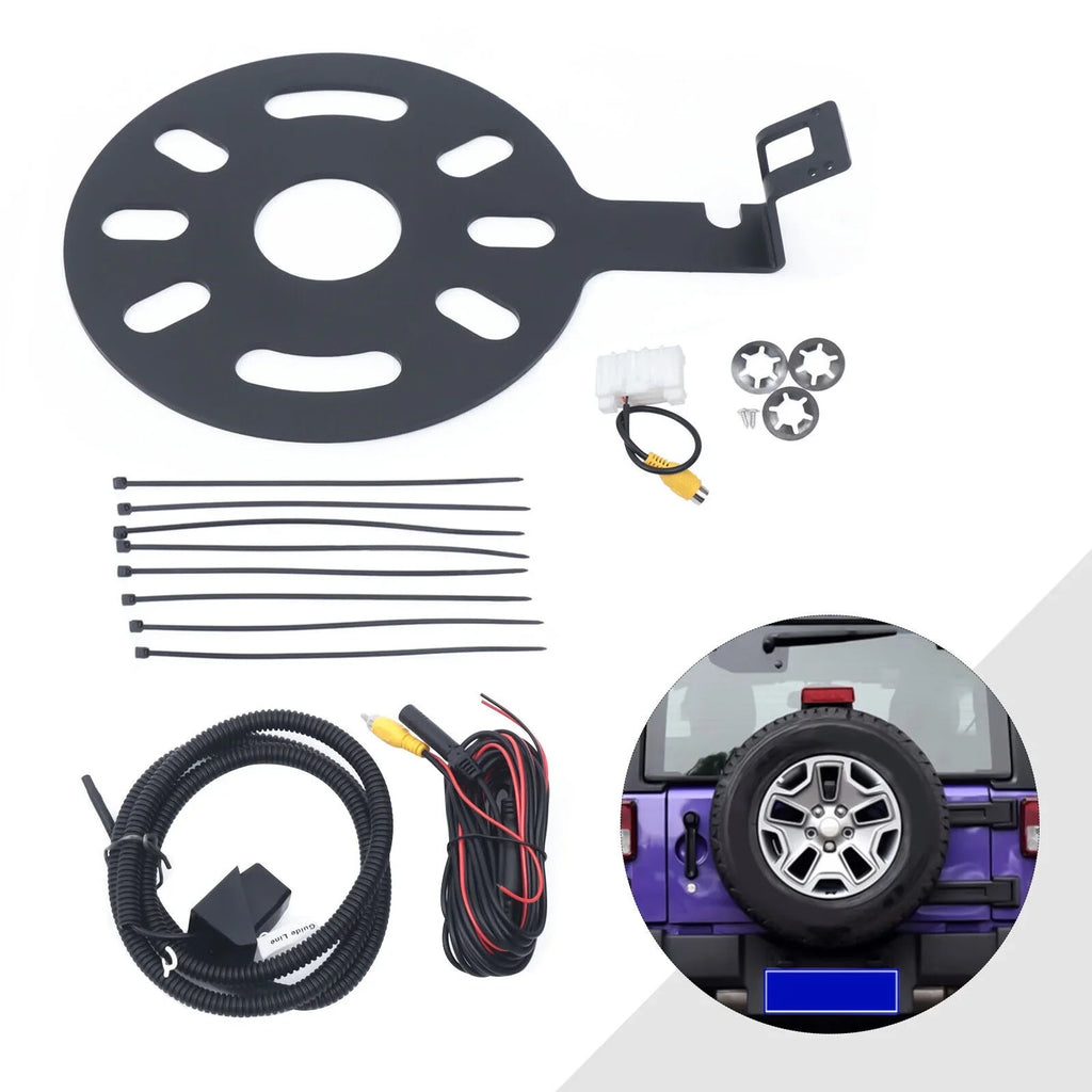 View Mount Jeep Backup Tire Rear ZhdnBhnos 170° Spare JK Camera Wrangler for Bracket 2007-2017 Kit