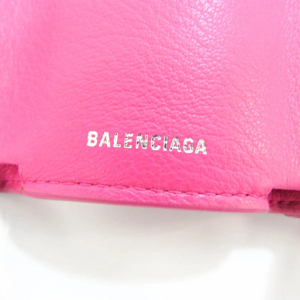 391446 Wallet Women's Wallet Leather Papier Mini (tri-fold) Pre-Owned (Good) Pink Balenciaga