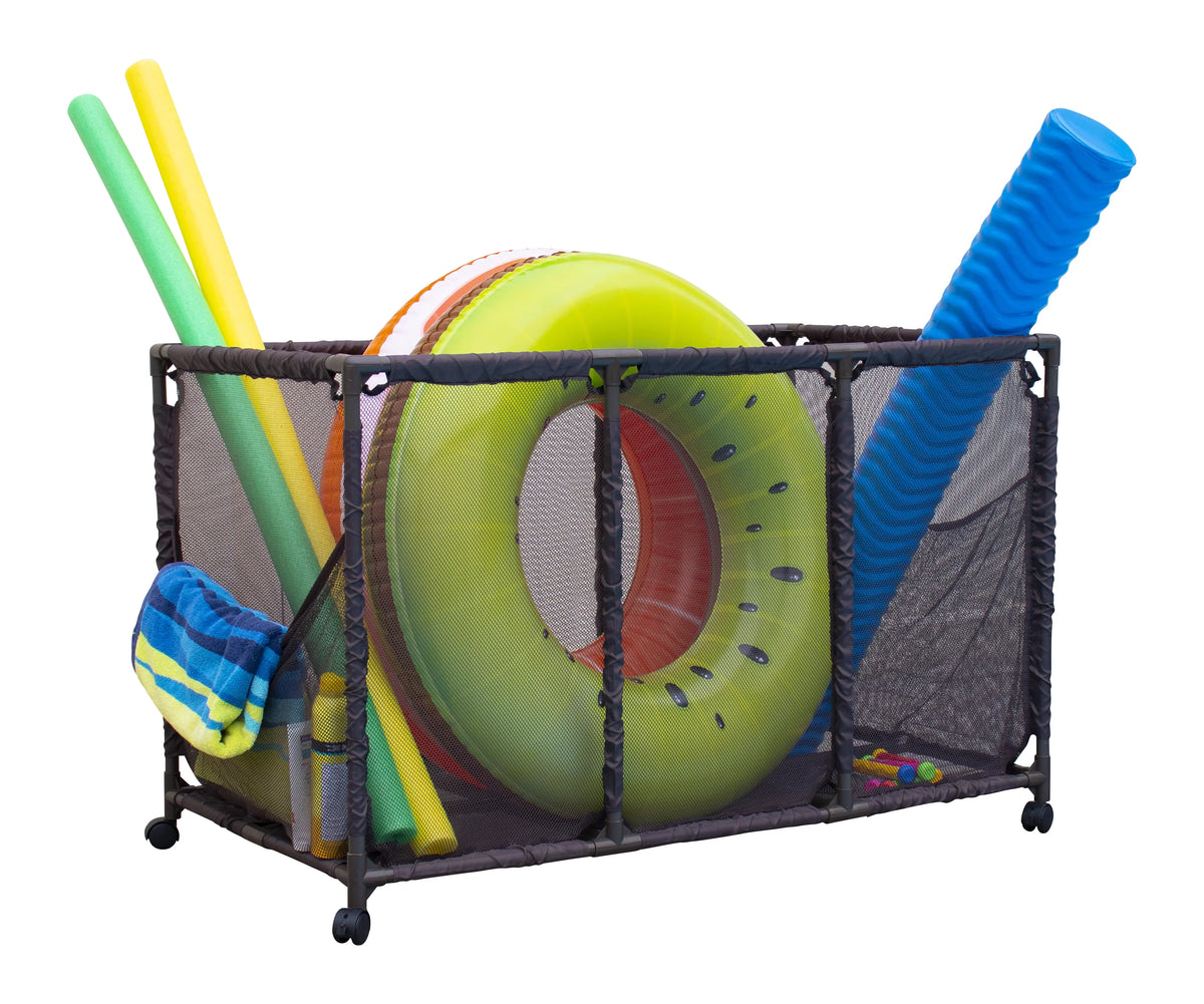 Noodles Organizer Rolling design Toys, W Holder, Bin, Brown (43" x Height, Large, Storage and Yours Equipment L 28" x 25" H), Essentially Mesh Pool Balls, 563009 Floats Kids
