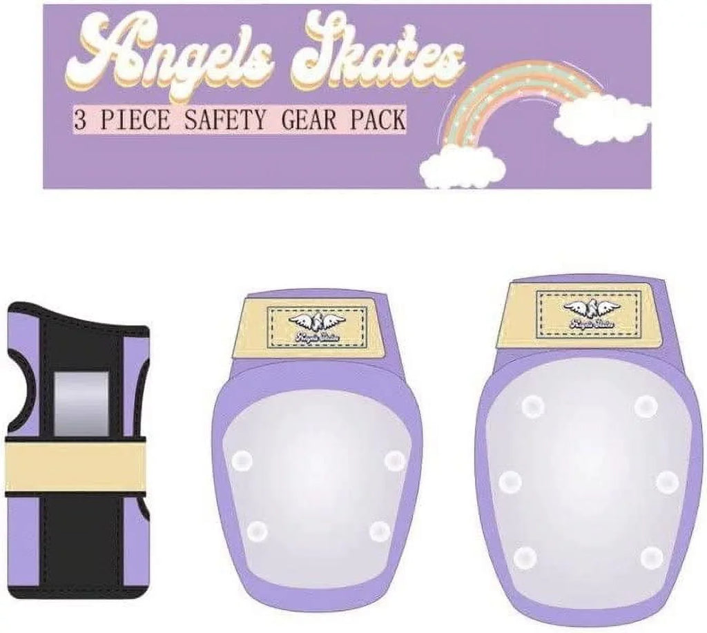 '- Gears Roller - Skates Adult Protective Gear Pack - BMX Pads Medium Knee - Skates Elbow Guards Youth Women Angels - Purple Safety Kids for Wrist 6-Piece Pads