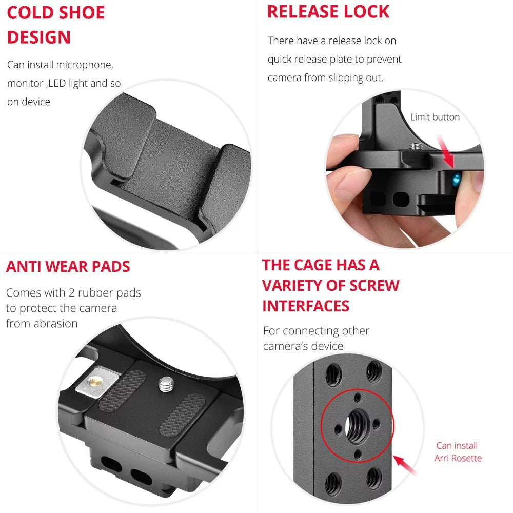 Cold Aluminum with with Nikon Camera + Kit Compatible Z6/Z7 Handle Cage Camera Mount Shoe Andoer C15-B DSLR Alloy