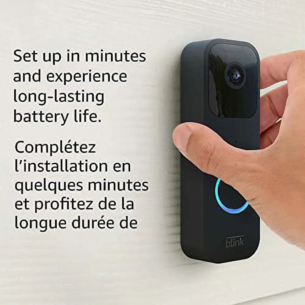 Blink — | or and Introducing HD wired alerts video, Video (Black) + wire-free 2 Two-way and motion Doorbell audio, Module app Alexa enabled chime Sync