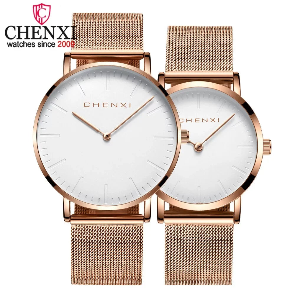 Watch Men Elegant Brand thin Luxury Waterproof Fashion Watch Lover Top Ultra Watches Quartz outfit Rose CHENXI gold Woman Ladies