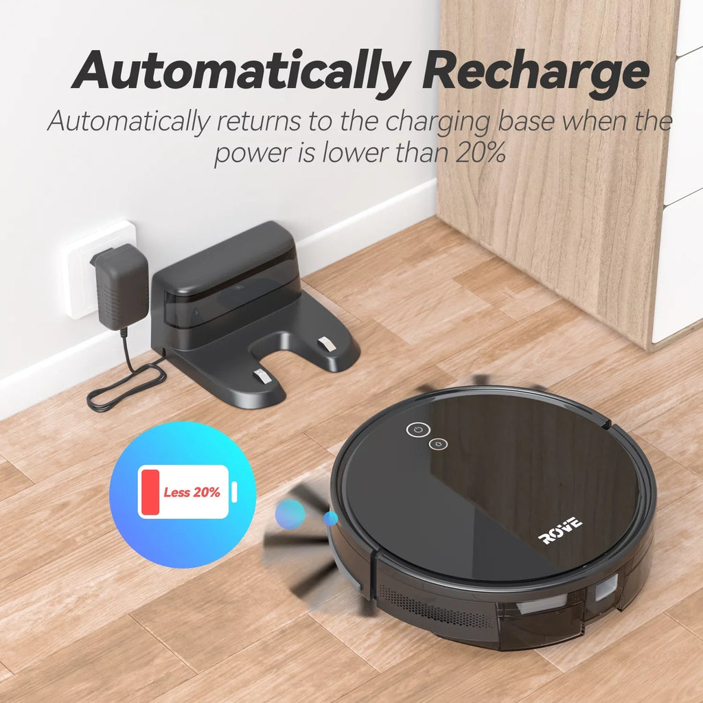 Automatic 600ML Dustbin, Hard Suction Ideal Rove Self-Charging, Pa for with Floor Pet Battery Carpet Sweeper and Robot Strong Care, Robotic Low Pile Cleaner, & 2000 Life Vacuum 2600mAh