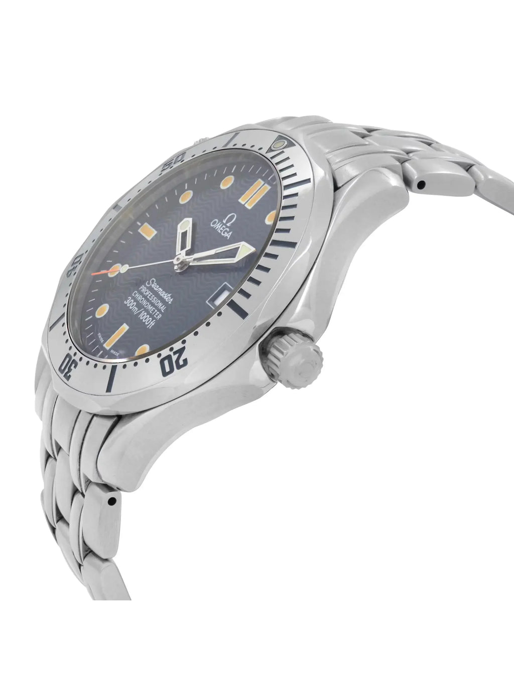 Seamaster Watch Steel Omega 41mm Wave Diver Blue Dial Automatic Men 300m 2532.80