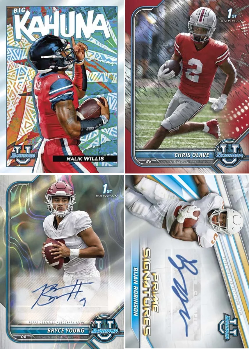 2022 University Bowman Topps Blaster Football Cards Box Trading