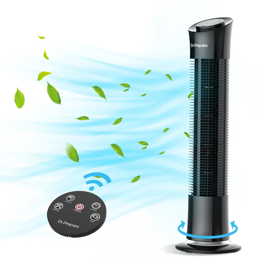 Fan，Portable w/Remote/3 Oscillation Floor 30’’ Tower for Stand Prepare Timer Home/Office Speeds/7.5h Fans Dr.