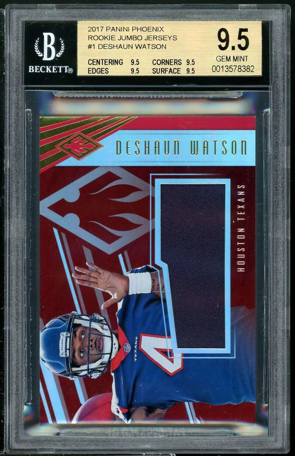 2017 Jerseys Deshaun 9.5 Rookie Phoenix BGS (pop 1) Watson #1 Card Rookie Jumbo