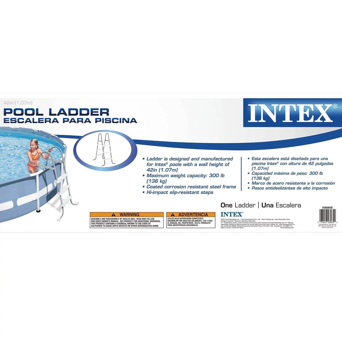 Intex 42-Inch Ladder Steel Frame + Pool Protective Pool Mat Ground Above Ladder