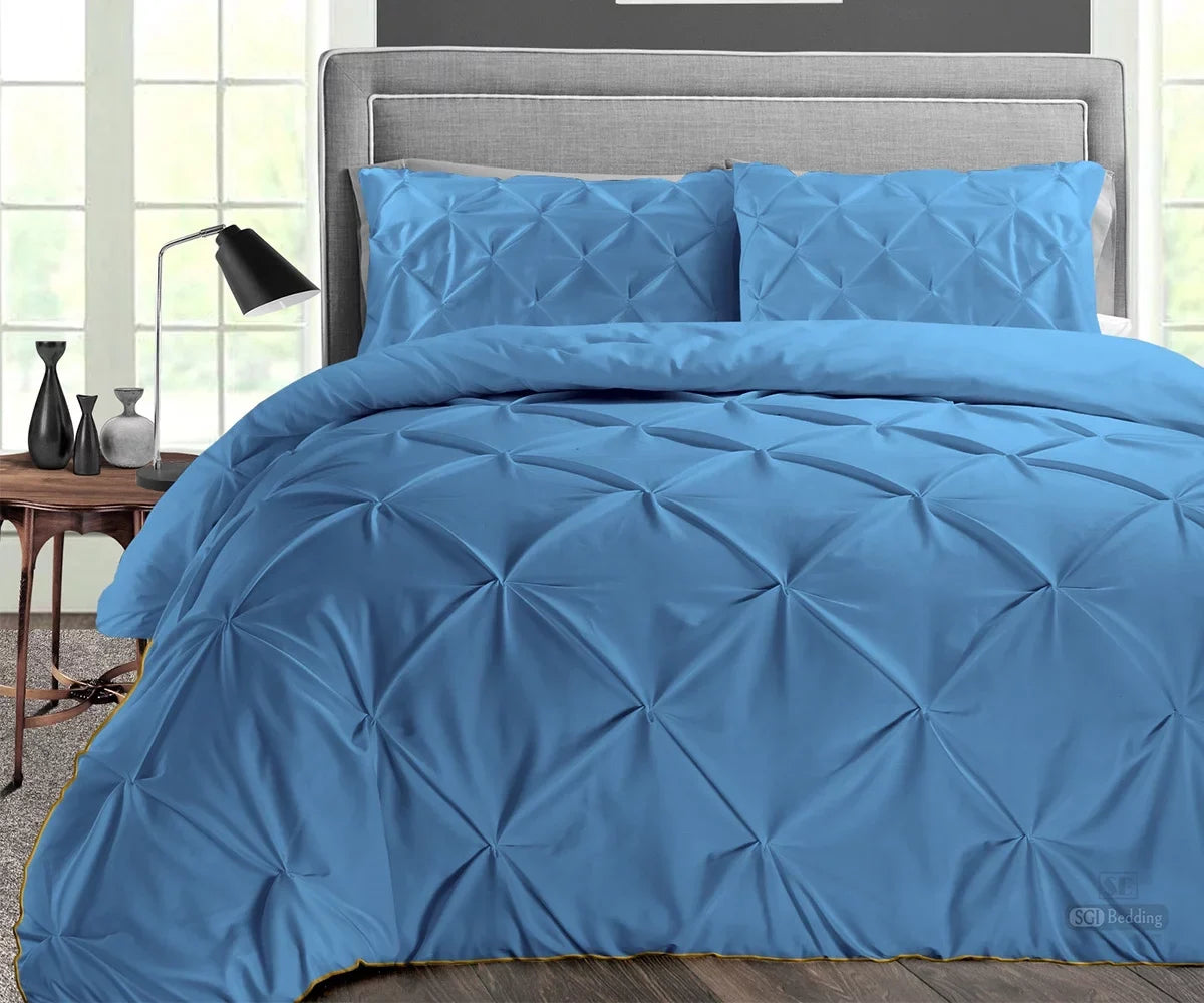 Microfiber Cotton Egyptian Insert Premium Thread with Super Shell Pillowcases Pinch 300 Blue Count 1000 Fill Mediterranean Soft GSM With Fluffy Matching Siliconized Plush Comforter Piping Duvet & King