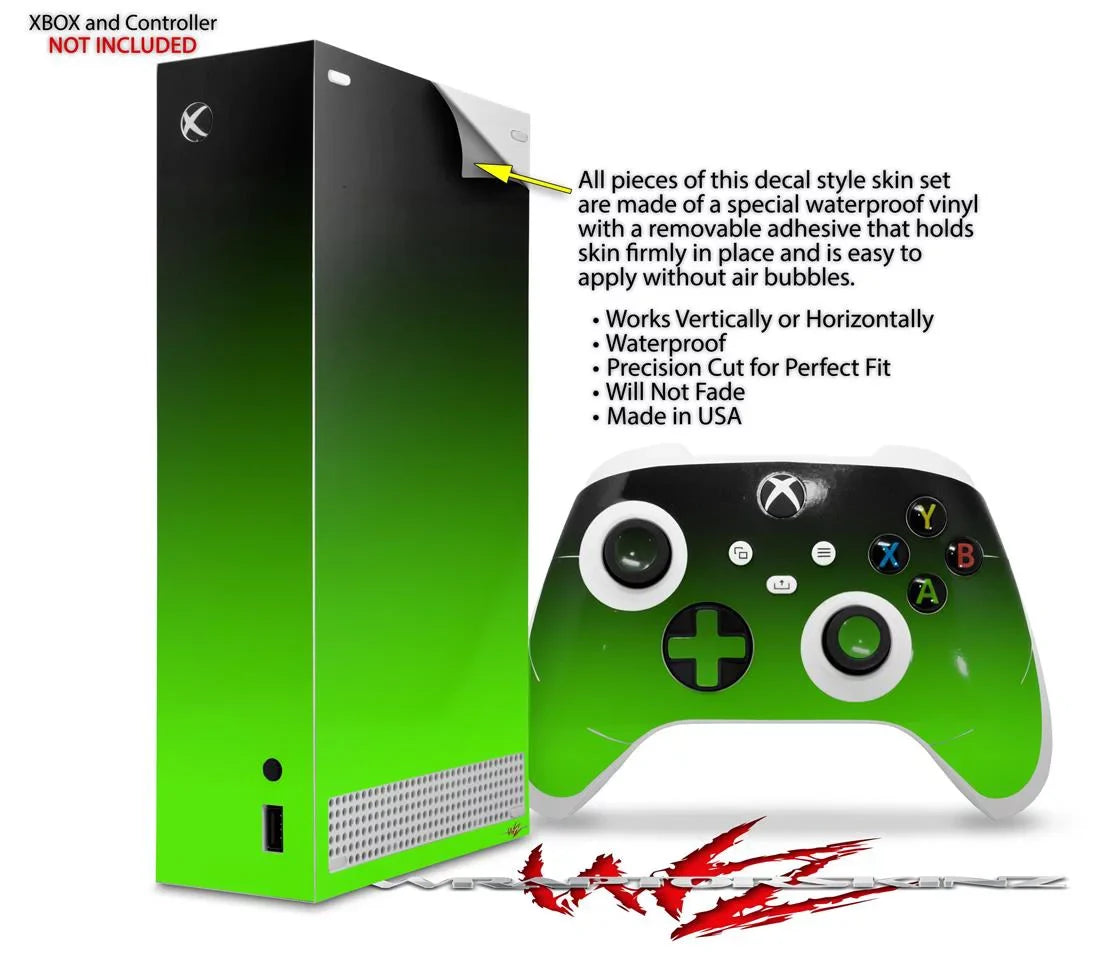INCLUDED) Controller Console and Wrap Green Fades Series Skin (XBOX Smooth the Black S WraptorSkinz NOT XBOX 2020 compatible with