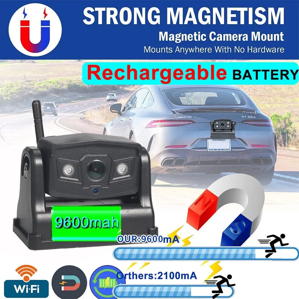 Camera, JahyShow View, Reliable Wireless WiFi 9600mAh Backup Front/Rear Battery Magnetic for