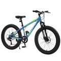 Disc Adjustable Seat, Brake, Bike, Dual Speed Inch Bike, Mountain Fat Trail Suspension, Front Tire 24 7 Mountain Blue Bicycle,