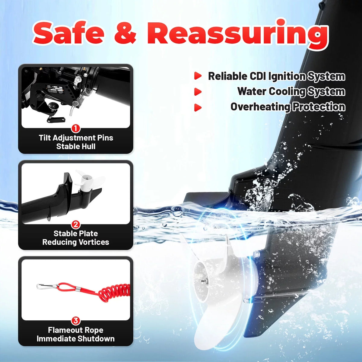Cooling Hp liquid Motor Engine Outboard 2-Stroke Boat Motor Fishing System Inflatable CNCEST 6