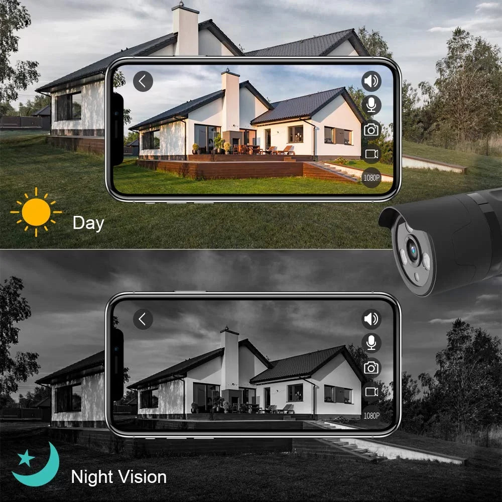 Motion exterior Vision-Black Security Detection with Camera, WiFi Camera Night Netvue Security Wireless Weatherproof