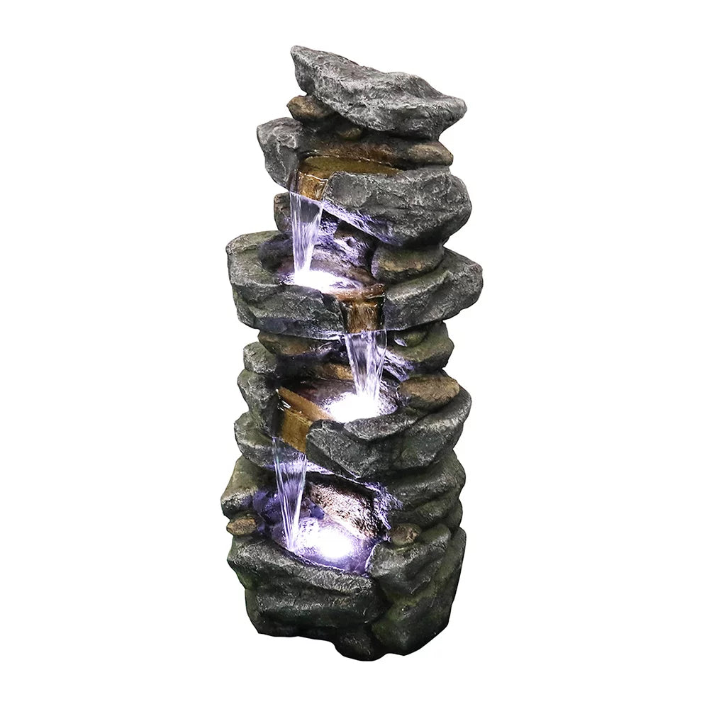 Kmowoo Fountain 40inches Lights Stacked Rock LED liquid Simulated High with