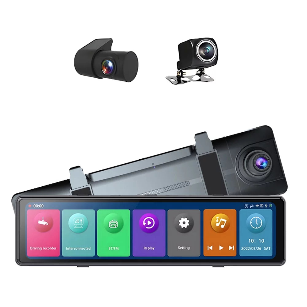 Video BT Mirror Enhanced Camera Clear Recorder Recording Screen Driving Cameras Cam Car Pinnaco for Touched Car Safety Dash Camcorder 3 2.5K Auto Car Recorder Rearview