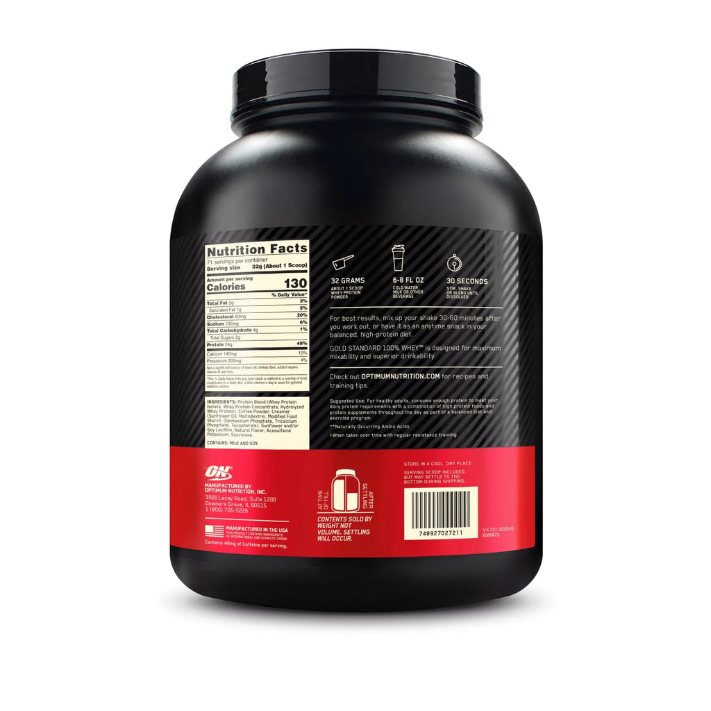 71 Gold 5 Optimum Protein 100% lb, Powder, Whey Nutrition, Coffee, Servings Standard