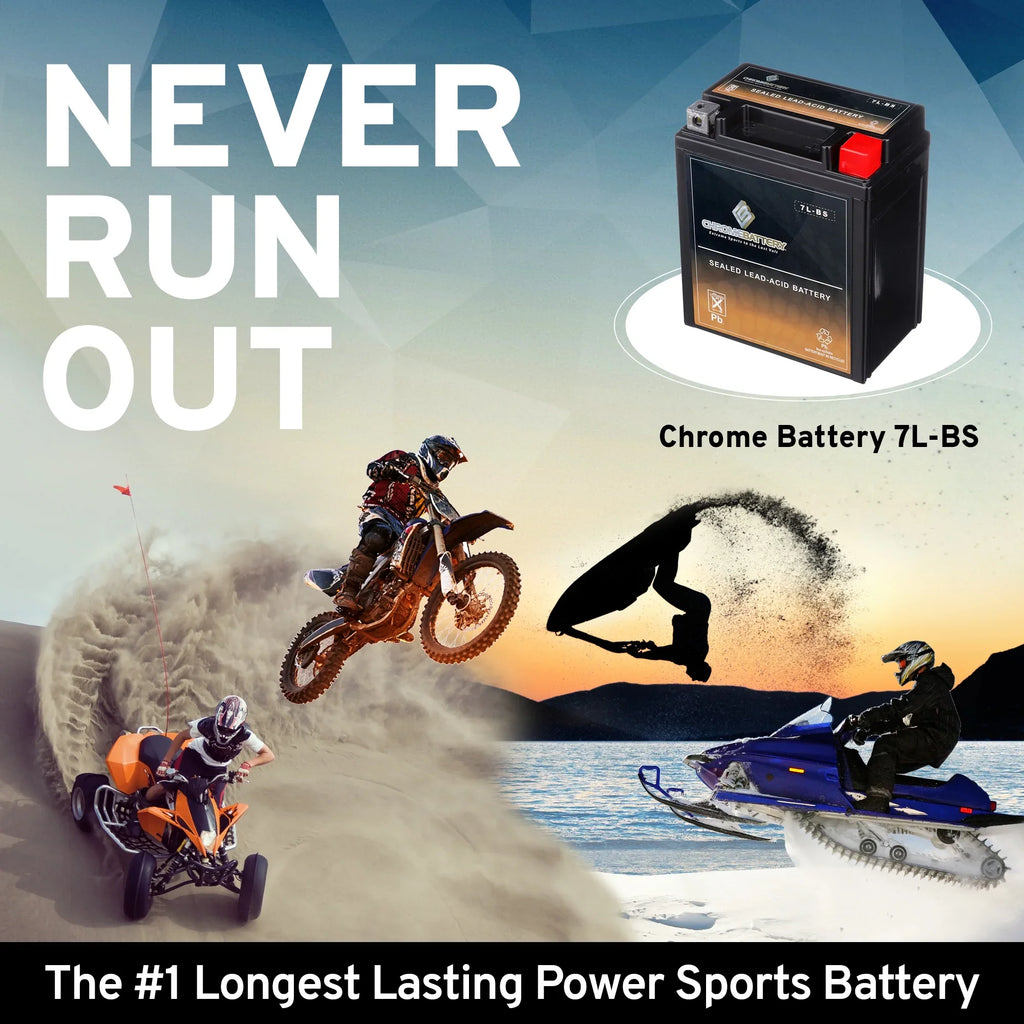 (7l-bs 450cc Kfx450r 75 Kawasaki Battery 2009 Cca) Ytx7l-bs Ah, 12 Volts,6 for Battery Chrome Atv