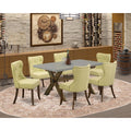 Fabric Chairs Seat Legs Room Tufted 7-Pc Back Set-Limelight Kitchen Country Parson Living Hardwood French HomeStock With Button Cement - & & Linen Table Top