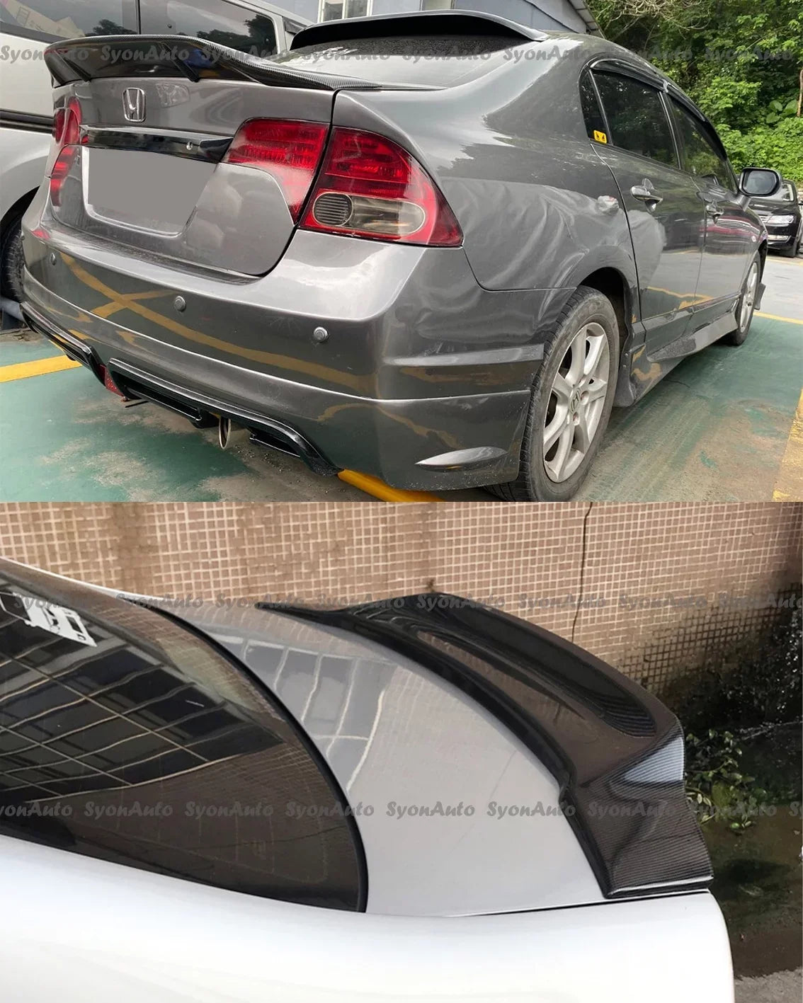 WING SEDAN design TRUNK GLOSSY RS HIGHKICK BLACK 2006-2011 SPOILER HONDA CIVIC FITS